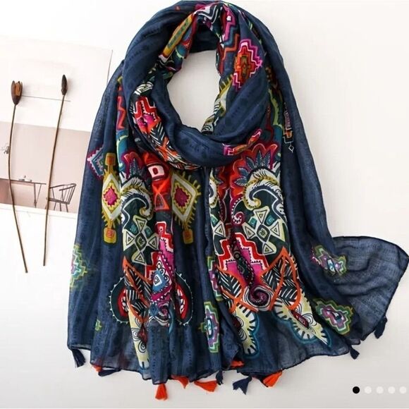 PAISLEY Tribal scarf boho Tassel wrap Shawl - Picture 1 of 5